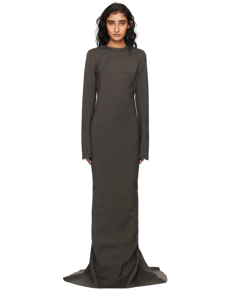 Rick Owens Gray Concordians Wool Mallot Maxi Dress 78