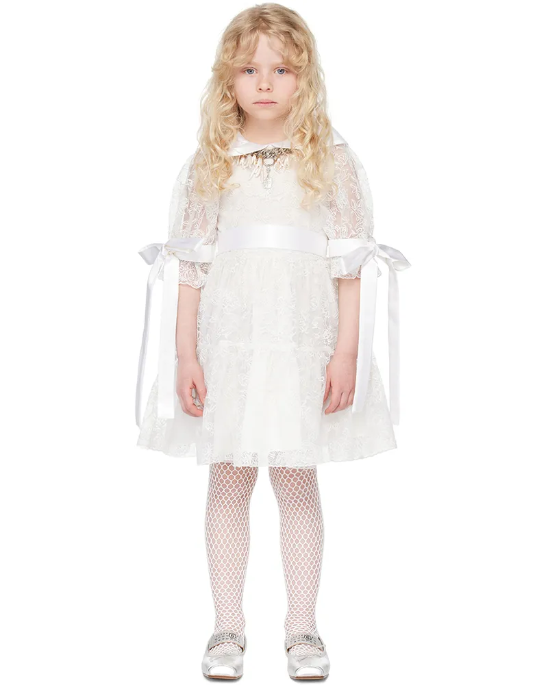 CHOPOVA LOWENA SSENSE Exclusive Kids White Flower Girl Dress White