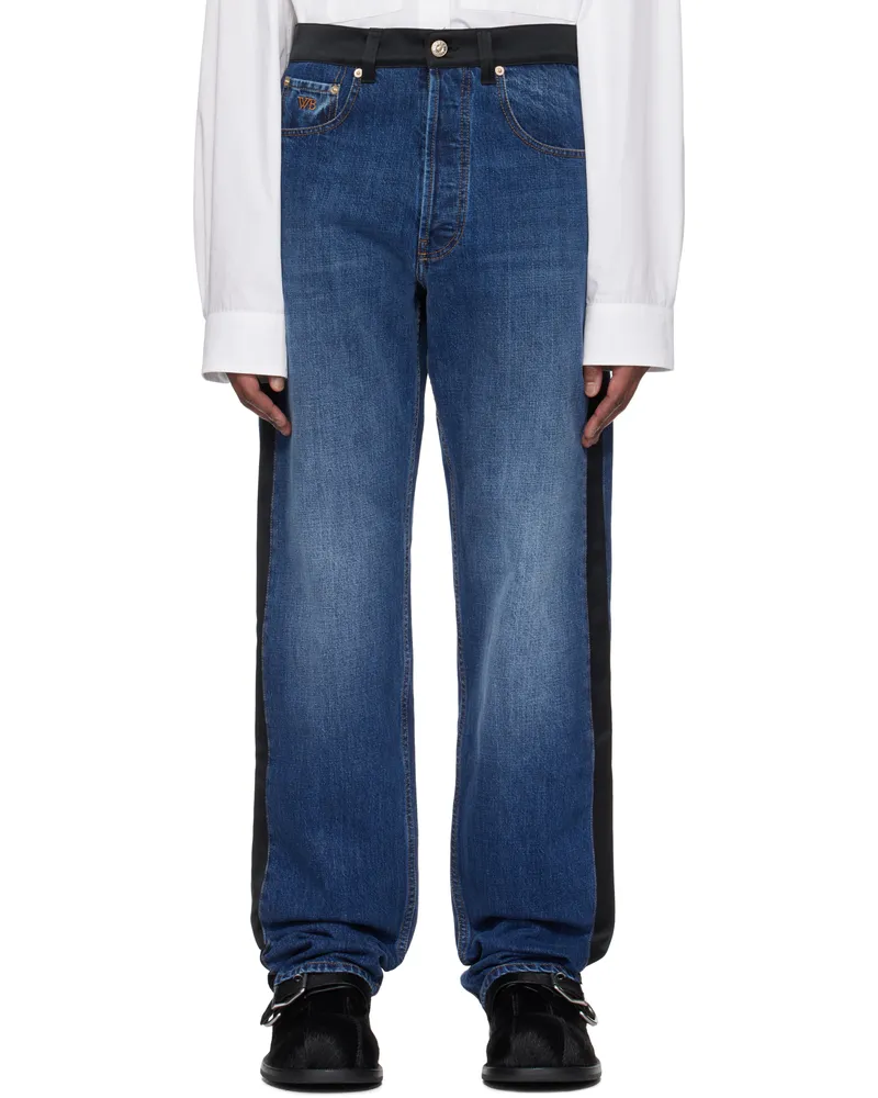 Wales Bonner Blue & Black Echo Jeans Indigo