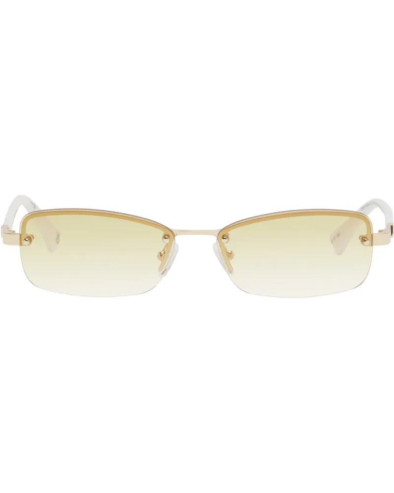Le Specs Gold & White Enigmatic Sunglasses Gold