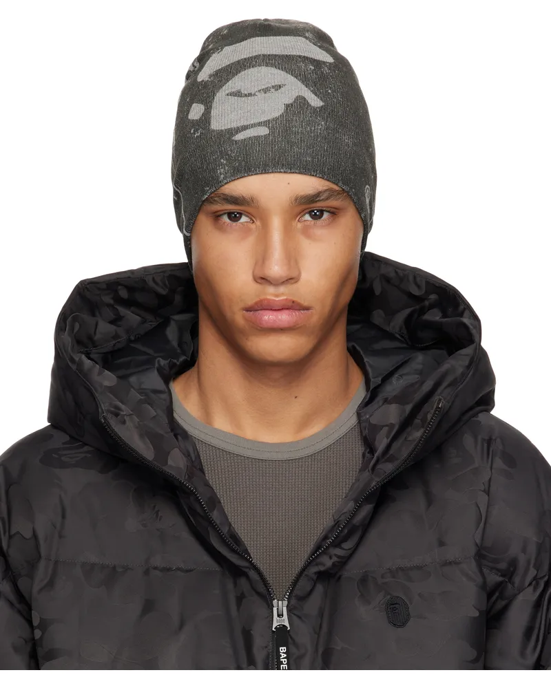 BAPE Gray Ape Head Knit Beanie Gray