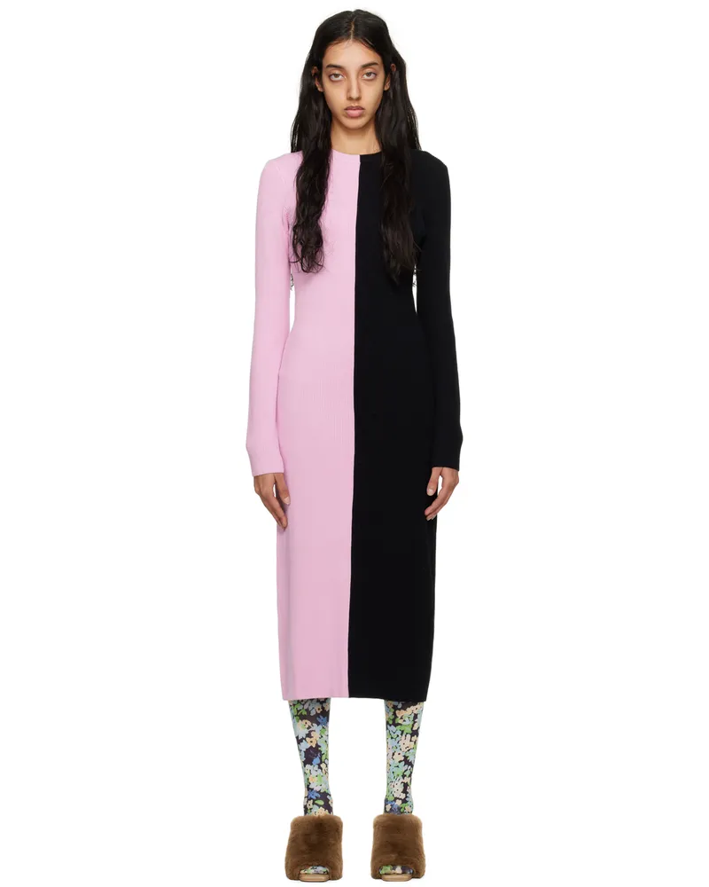 Stine Goya Pink & Navy Chiara Midi Dress 4029