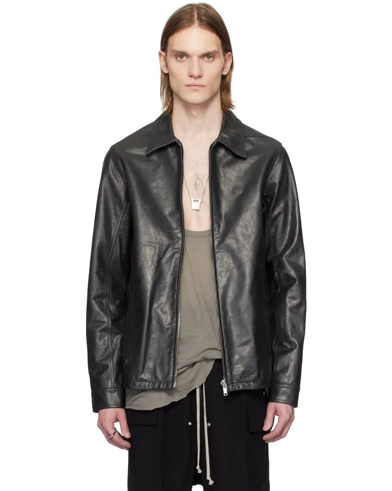 Rick Owens Black Hollywood Brad Leather Jacket 09