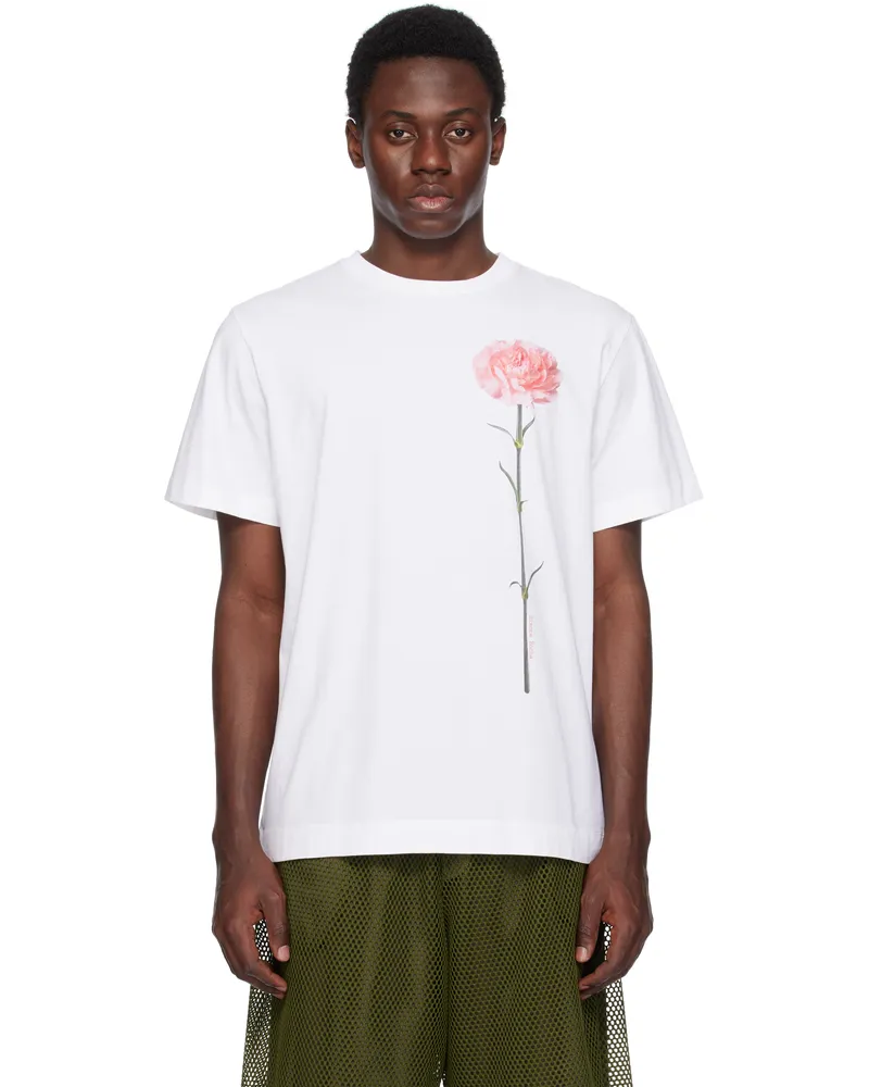 Simone Rocha White Carnation Print T-shirt White