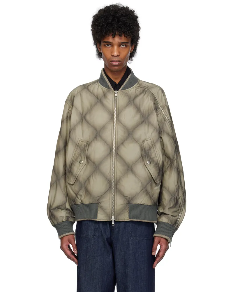 Dries van Noten Gray Duck Canvas Bomber Jacket Anthracite