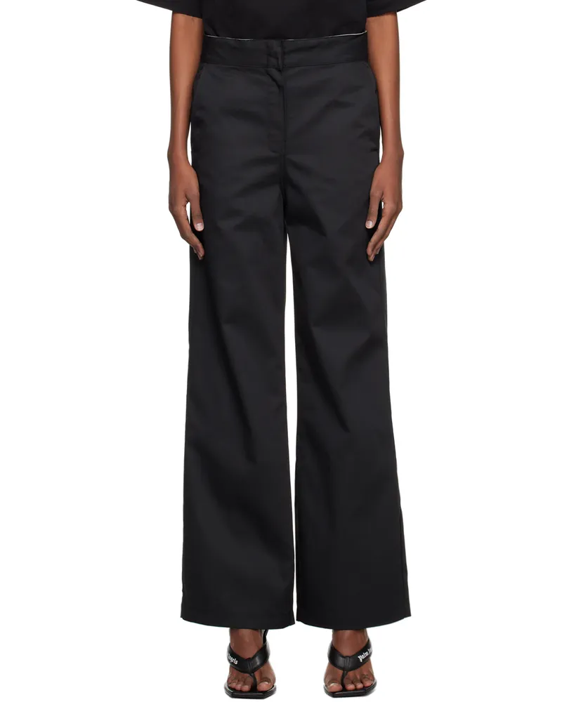 Palm Angels Black Reversed Waistband Trousers Black
