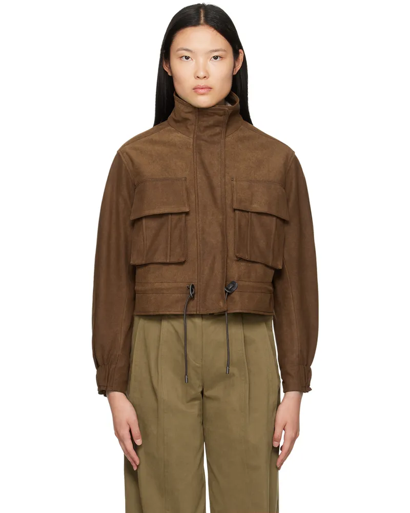 LVIR Brown Drawstring Faux-Leather Jacket Brown