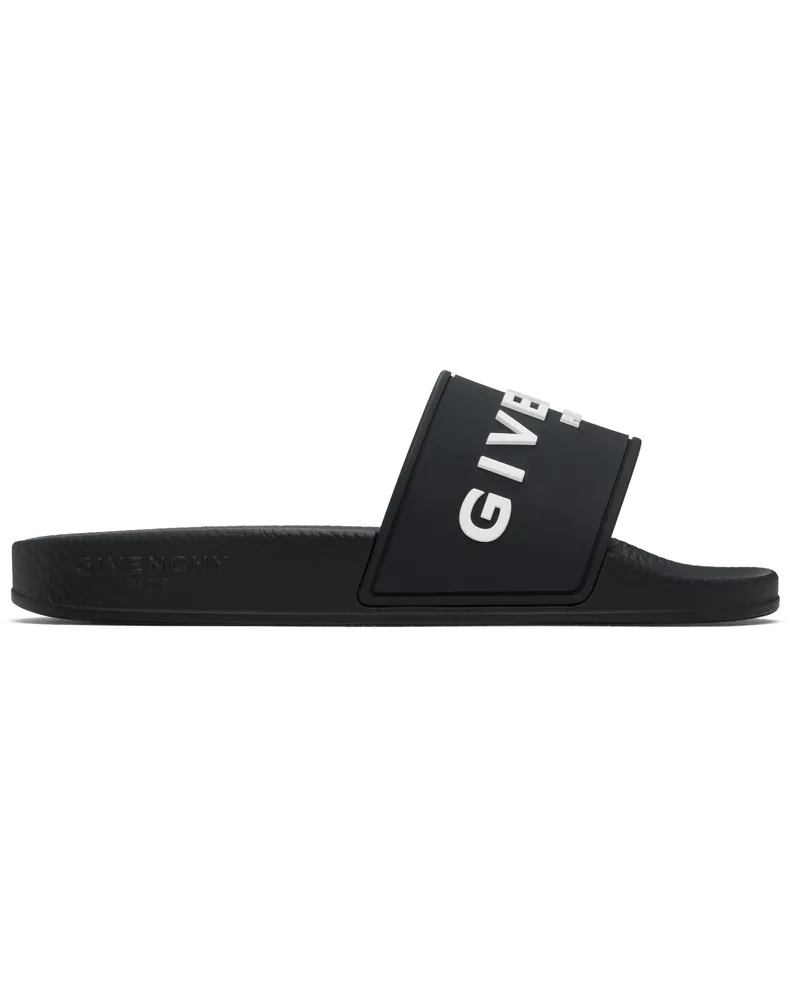 Givenchy Black Rubber Pool Slides 001-black