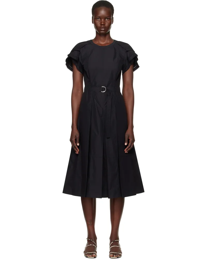 3.1 phillip lim Black Cascade Petal Sleeve Midi Dress Black