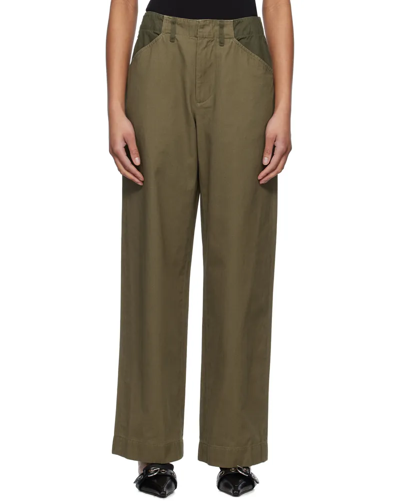 Rag & Bone Khaki Banks Full-Length Trousers Army