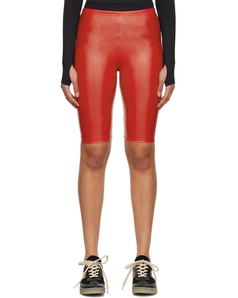 Maison Margiela Red Faux-Leather Shorts 312