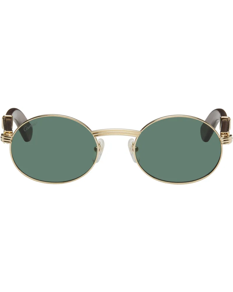 Cartier Gold 'Première de Cartier' Sunglasses Gold-brown-green