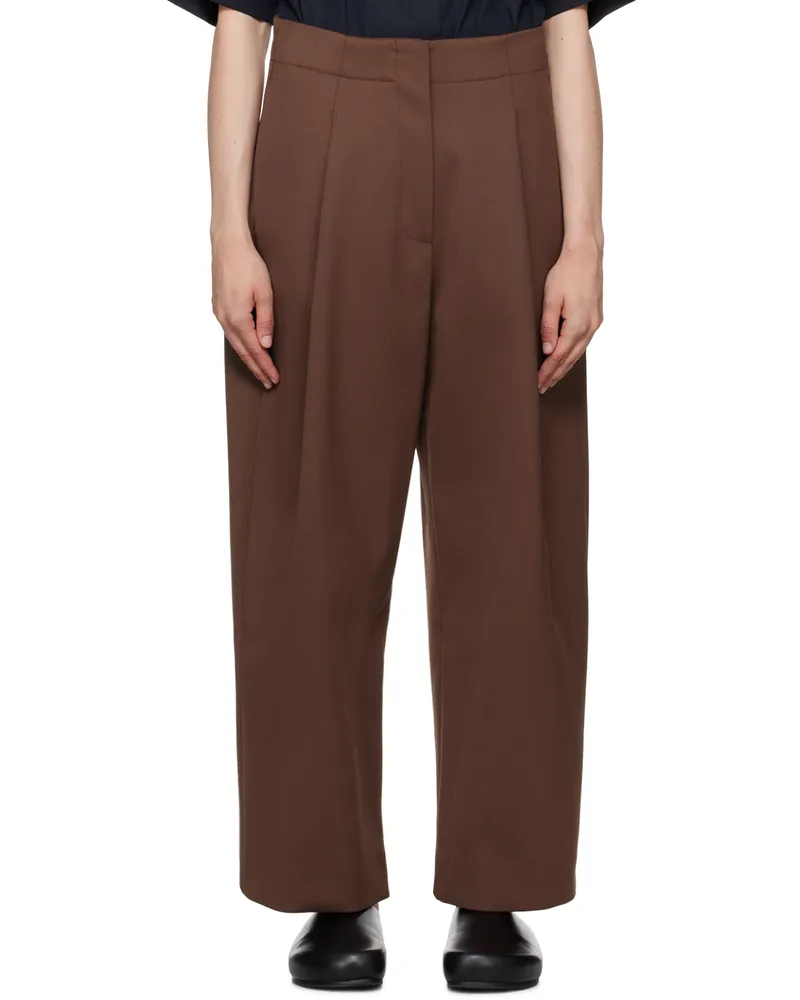 Studio Nicholson Brown Dordoni Trousers Cedar