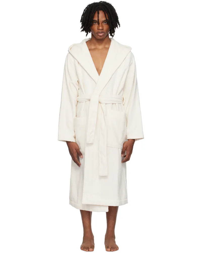 TEKLA Off-White Hooded Bathrobe Ivory