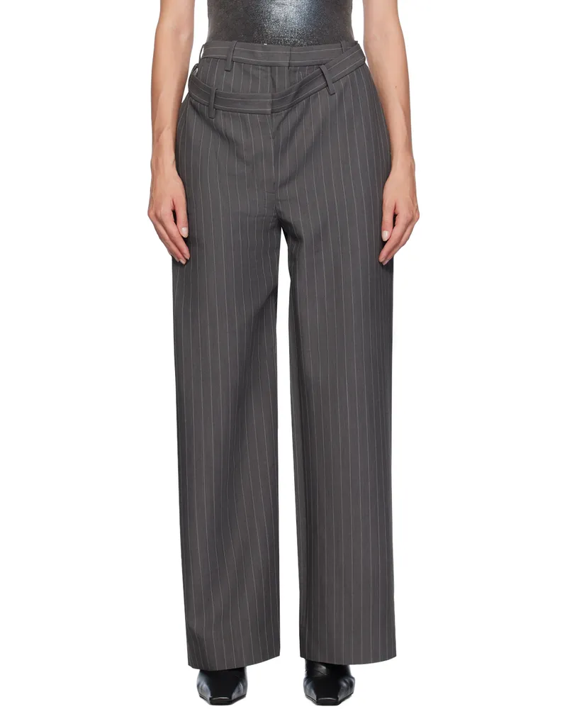 Acne Studios Gray Deconstructed Pinstripe Trousers 990