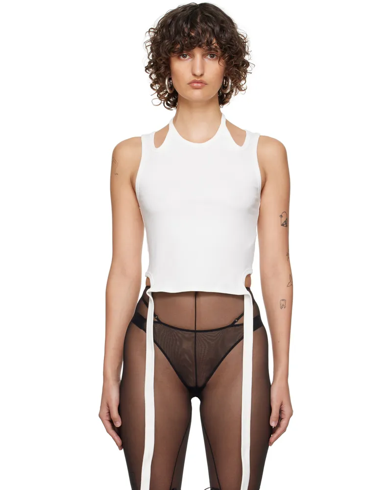 Dion Lee White Double Tie Tank Top Ivory