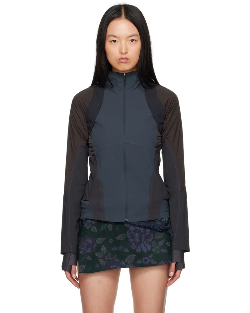Hyein Seo Navy Paneled Windbreaker Jacket Midnight