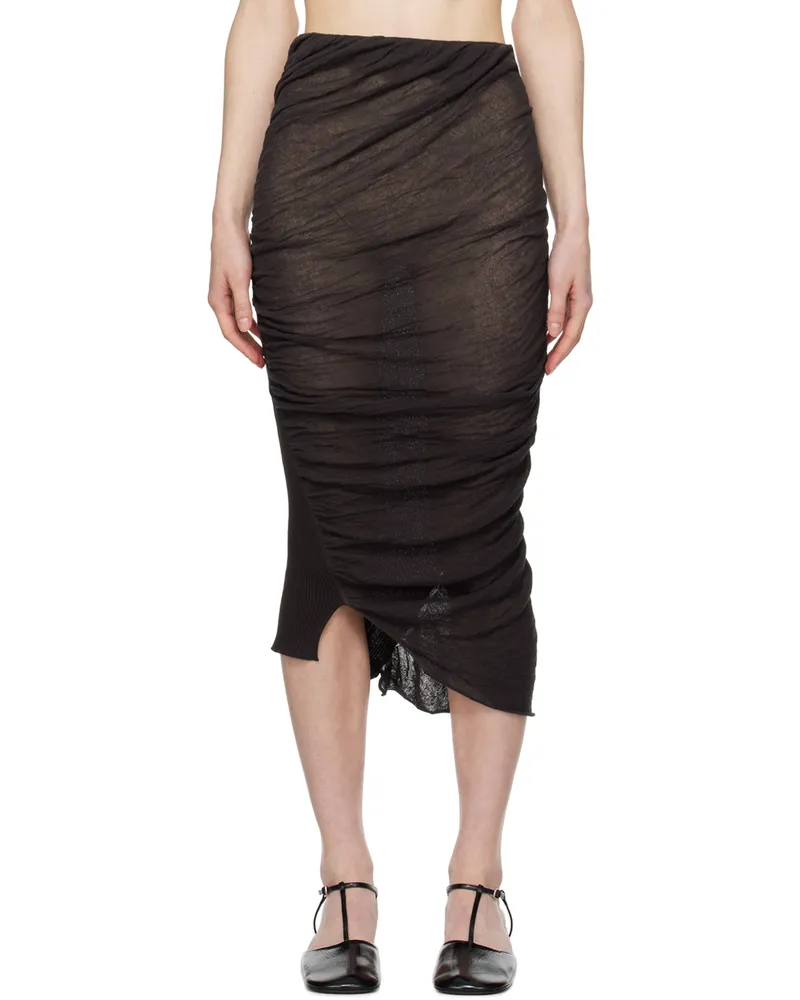 Issey Miyake Brown Twisted Midi Skirt 45-