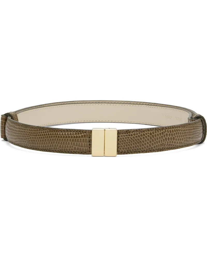 Totême Taupe Slide Clasp Lizard-Embossed Belt Dark