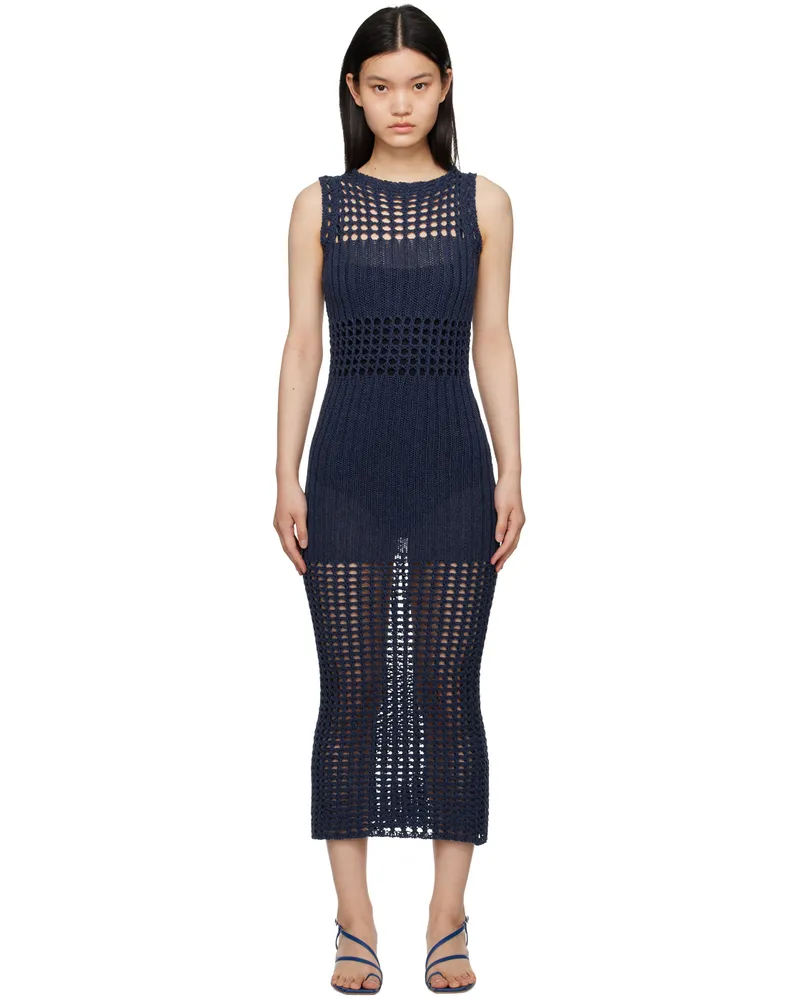 Elleme Navy Paneled Maxi Dress Navy