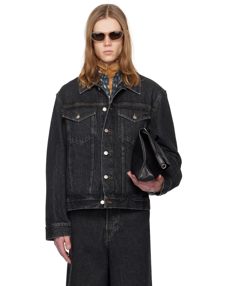 Dries van Noten Black Faded Denim Jacket 900
