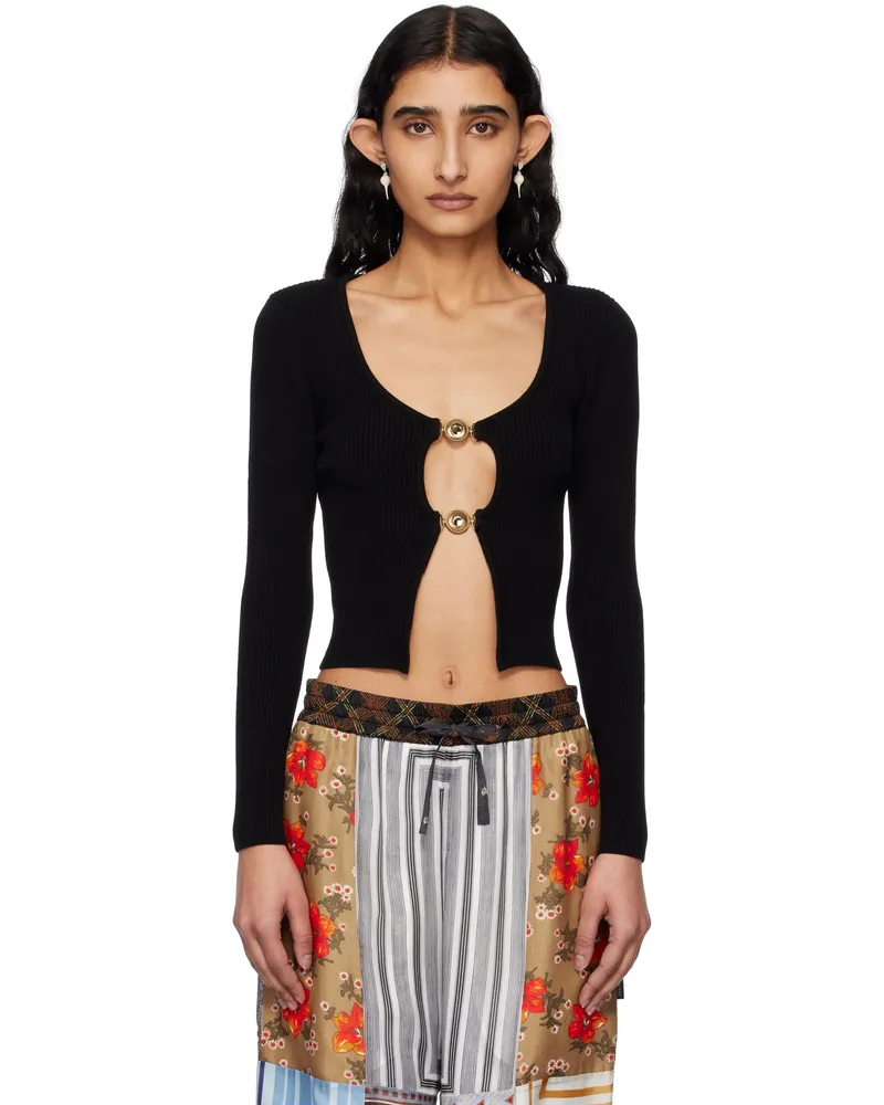 Marine Serre Black Moon Jewelry Knit Open Cardigan Bk99