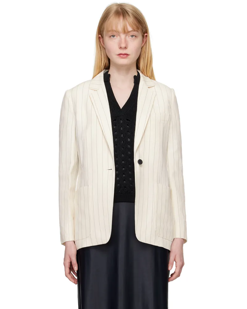 Max Mara White Striped Blazer 1
