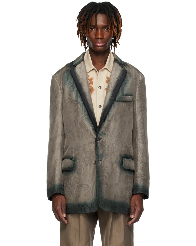Dries van Noten Taupe Sateen Blazer 508
