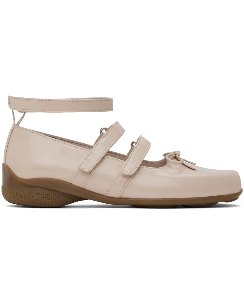 OPEN YY Pink Strap Ballerina Flats Salmon