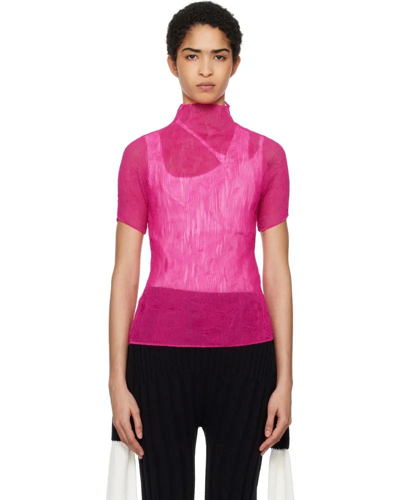 Issey Miyake Pink Chiffon Twist 3 T-shirt 28