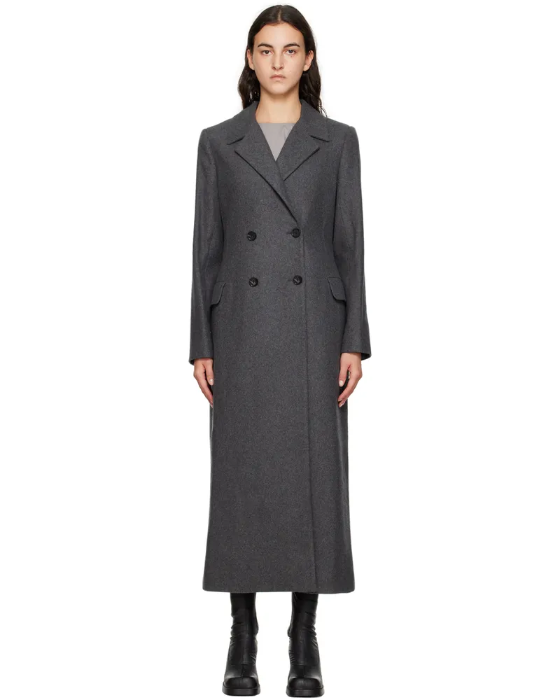 Wynn Hamlyn Gray Double-Breasted Coat Pewter