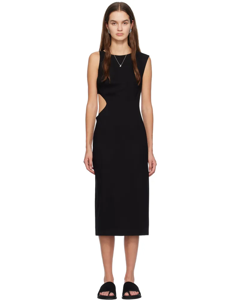 St. Agni Black Arc Cutout Midi Dress Black