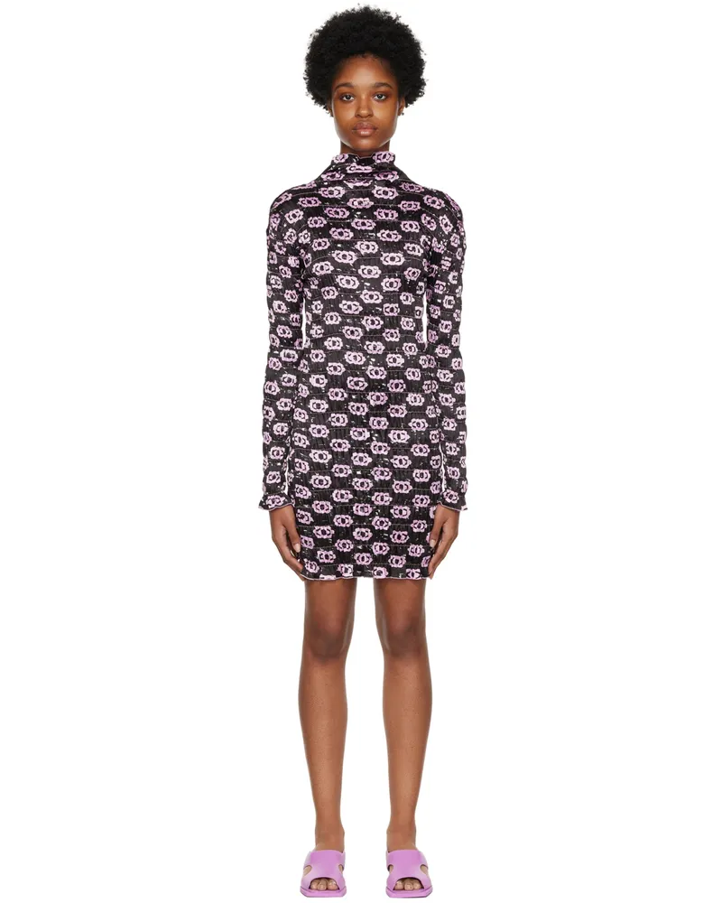 Amy Crookes Black Shirred Minidress 0917