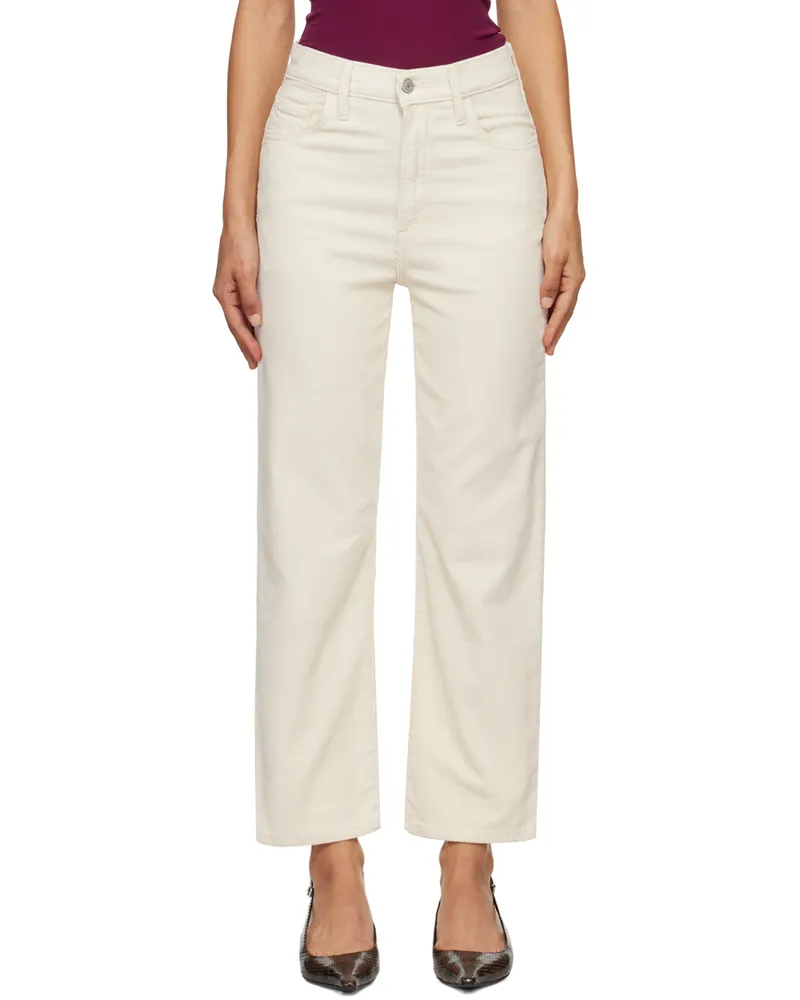 Levi's Off-White Ribcage Straight Ankle Jeans White