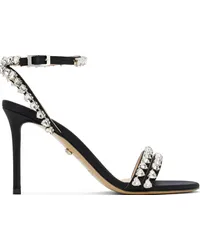 Mach & Mach Black Audrey Crystal Satin Sandals Black