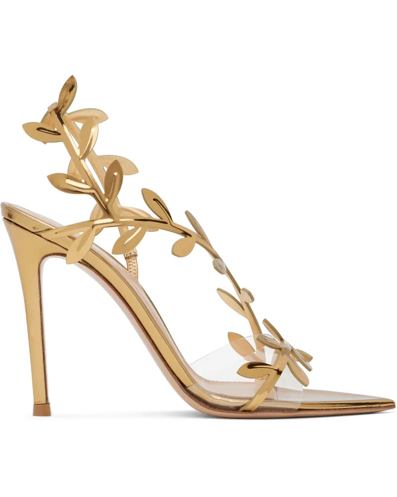 Gianvito Rossi Gold Flavia Heeled Sandals Trasp+mekong