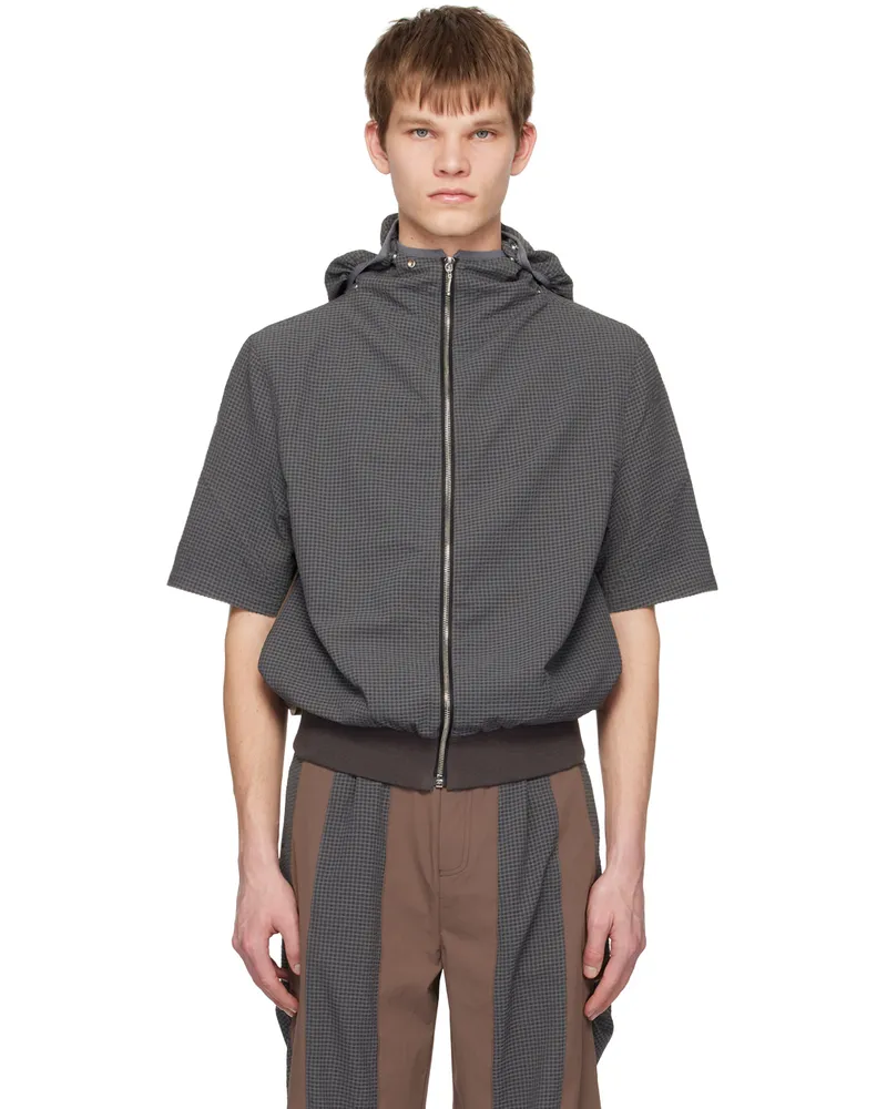 Uncertain Factor Gray Mirage No. 1 Short Sleeve Zip-Up Hoodie Steal