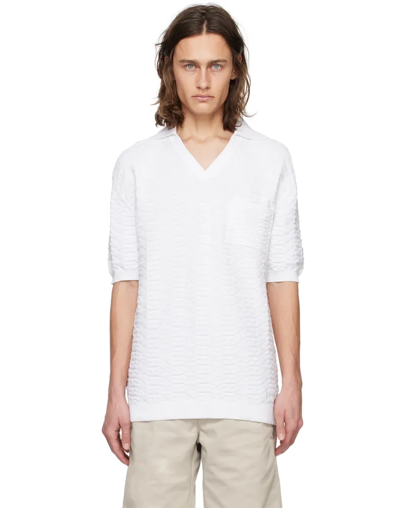 HUGO BOSS White Jacquard Polo 100-white