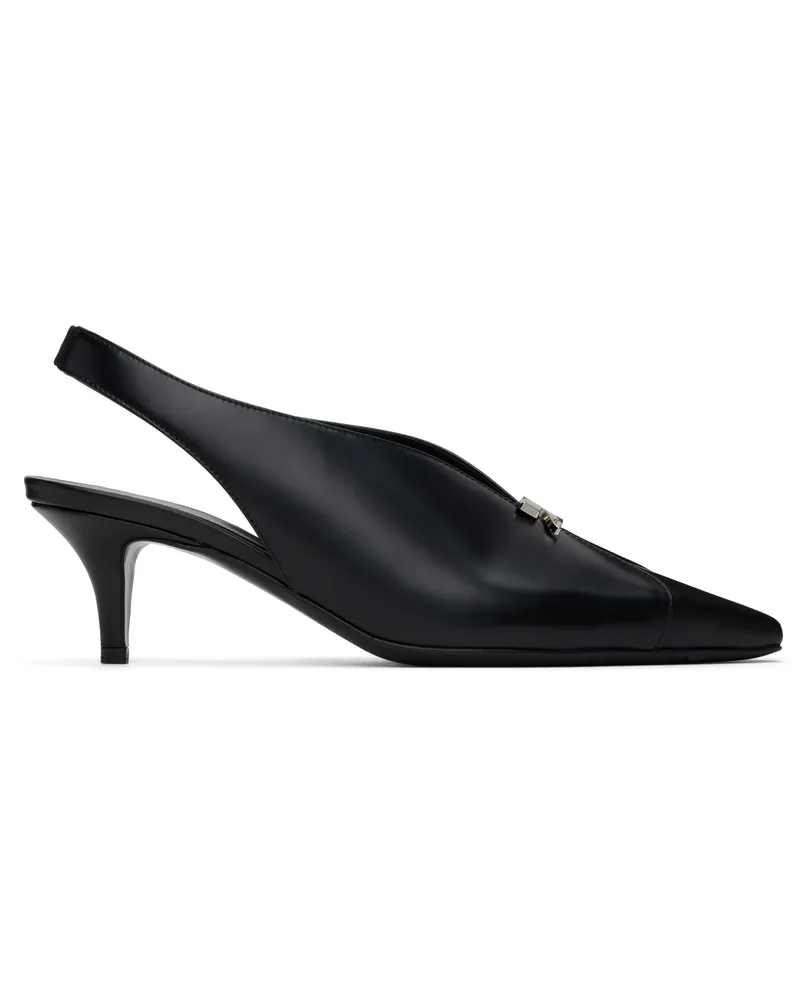 Courrèges Black Leather Slingback Heels 9999