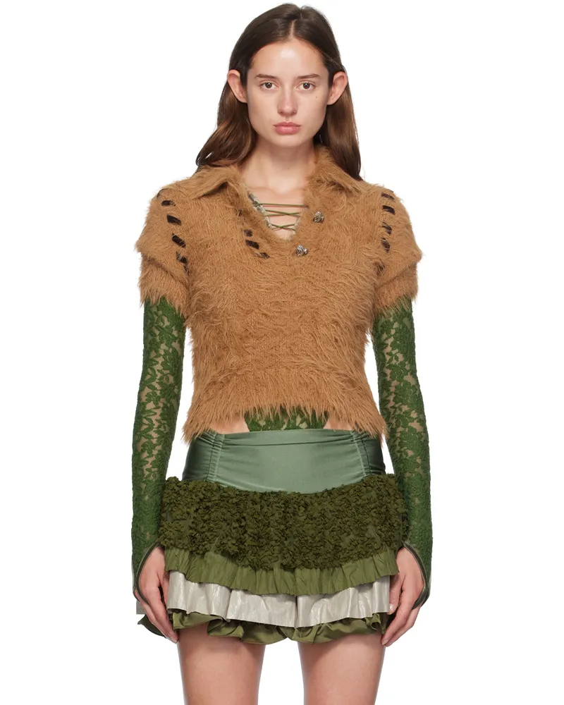 Andersson Bell Brown Bear Knit Polo Brown