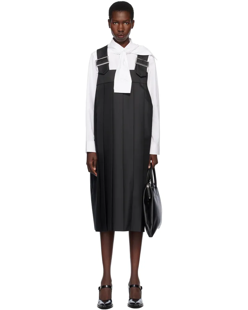 Comme des Garçons Black Polyester Gabardine Midi Dress Black