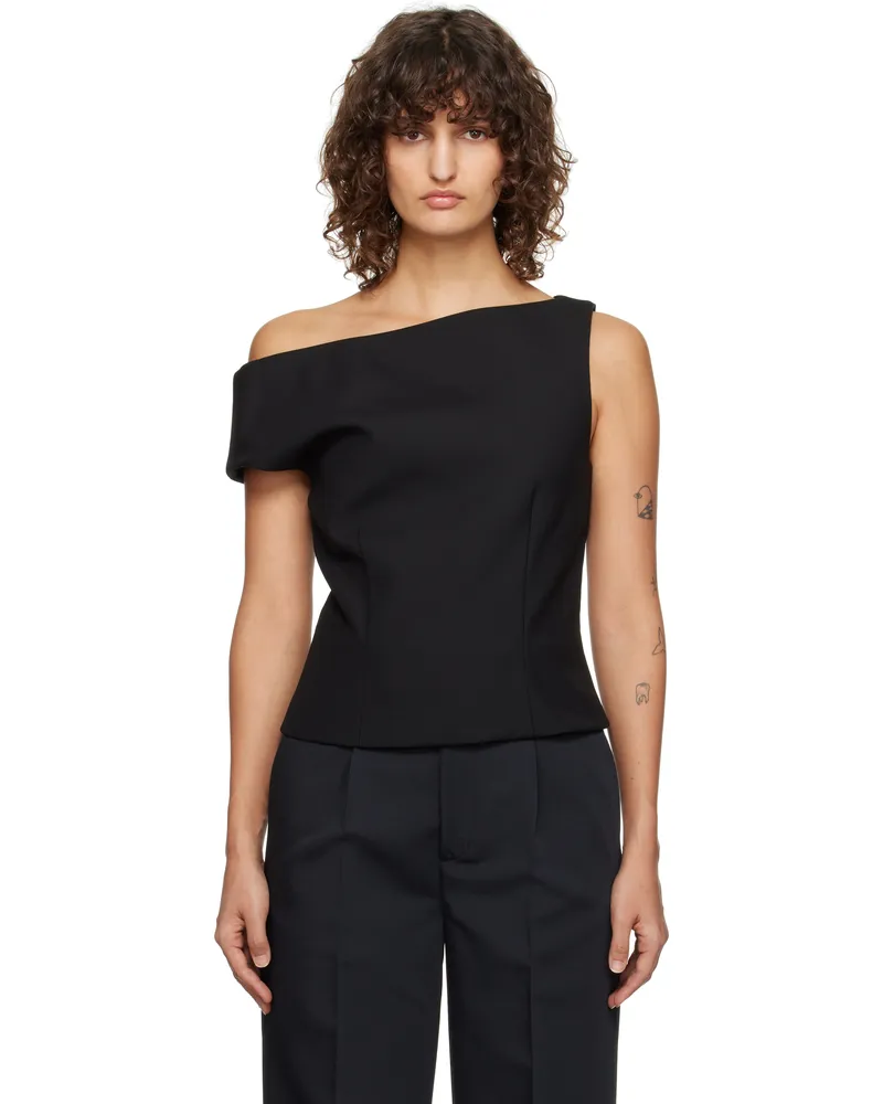 Róhe Black Sculptural Asymmetrical Top 001