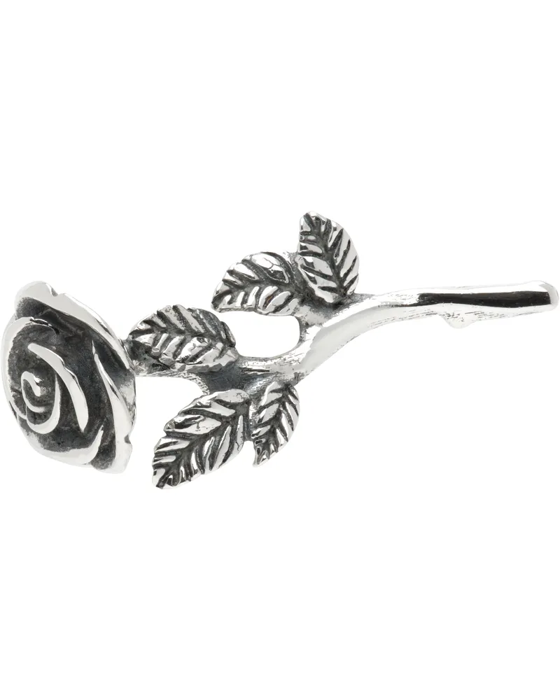 Emanuele Bicocchi Silver Blooming Rose Stud Single Earring Silver