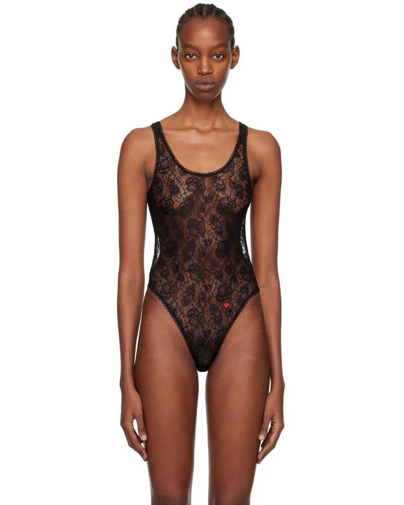 Le Petit Trou Black Semi-Sheer Bodysuit Black