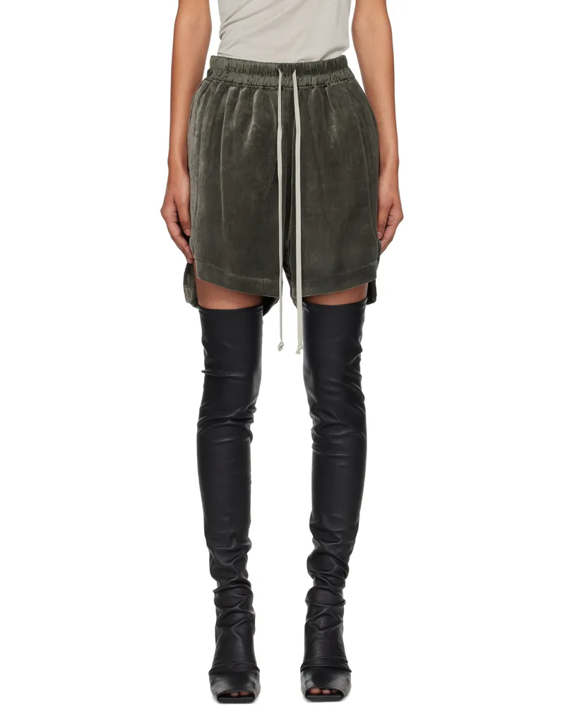 Rick Owens Khaki Concordians Velvet Boxer Shorts 25
