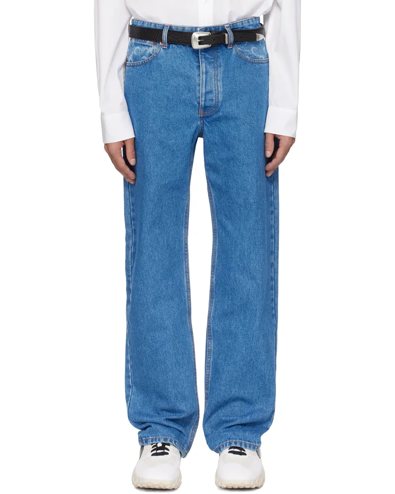Marine Serre Blue Moon Laser Denim Loose Jeans Bl05