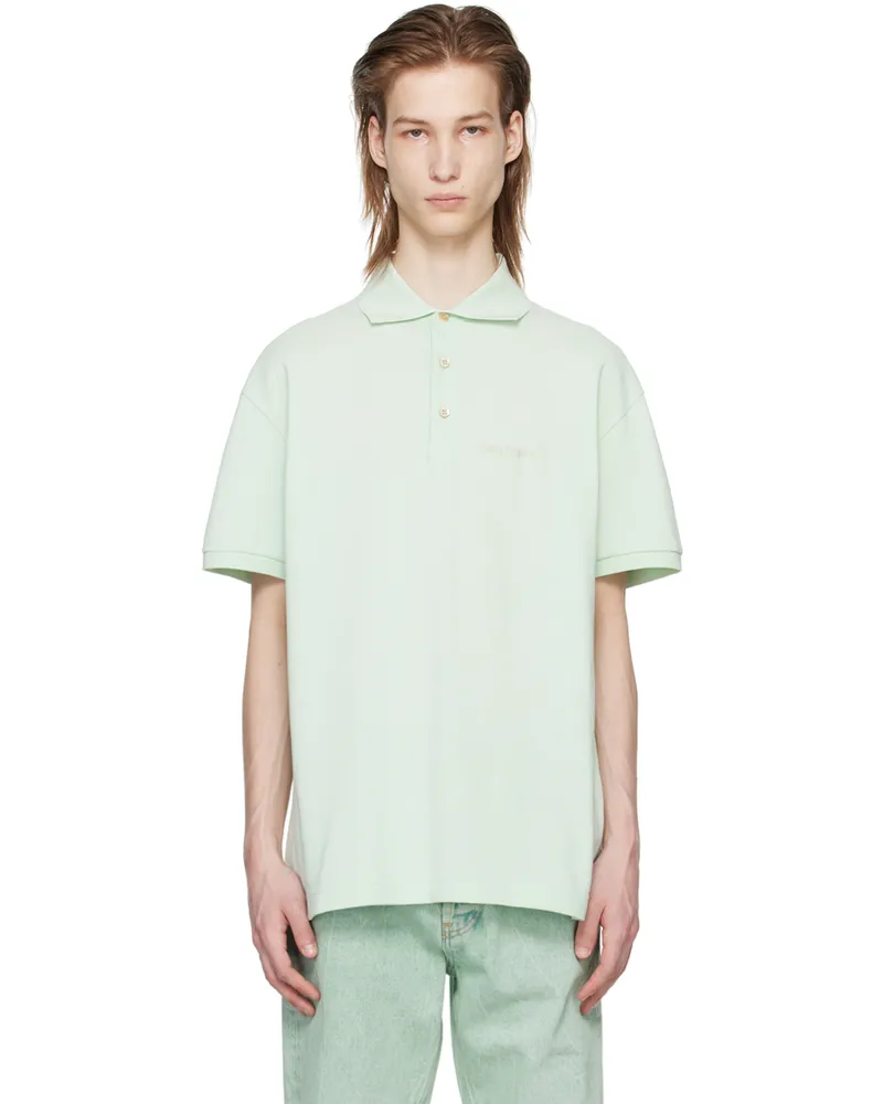 Palm Angels Green Embroidered Polo Mint