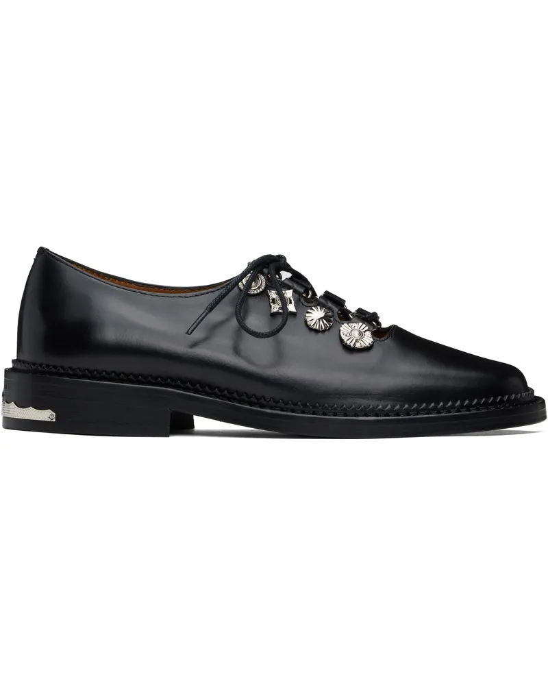 Toga Black Hard Leather Derbys Black