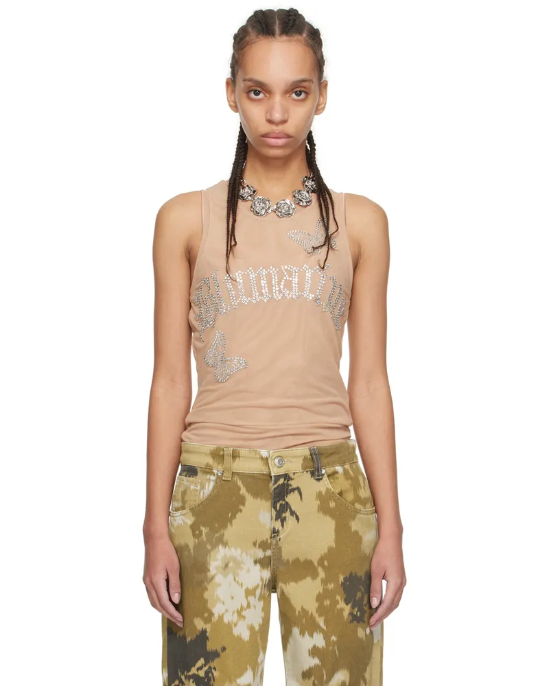 Blumarine Beige Butterflies Tank Top N0144