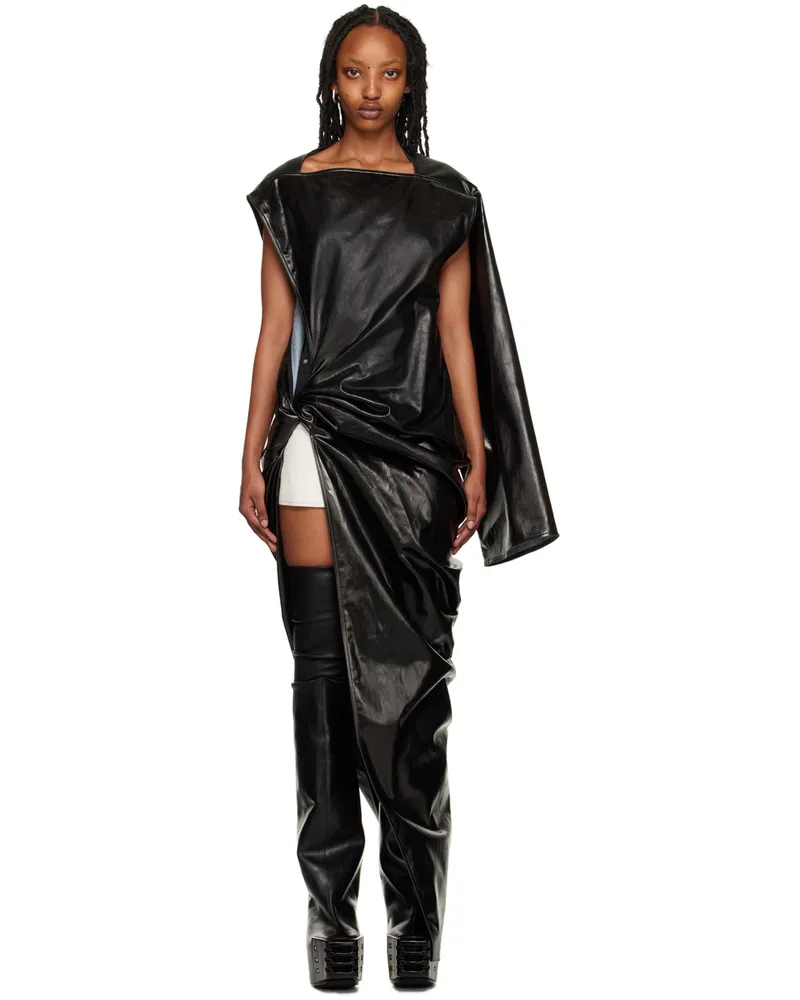 Rick Owens Black Single-Shoulder Maxi Dress 09